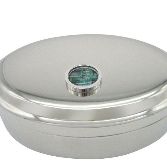 Circular Green Computer Circuit Board Jewelry Box - Picture 1 of 2